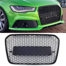 RS6 Style Front Honeycomb Badgeless Grille Black - Audi A6 C7 11-15