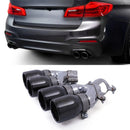 M5 Style Quad Tailpipes Gloss Black - BMW 5 Series B48 520i 530i 530e G30 G31 2016-2023