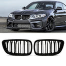 Gloss Black Front Kidney Grilles - BMW 2 Series F22 14-21 OMI ALLOY WHEELS