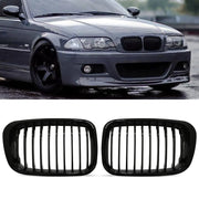 Gloss Black Front Kidney Grilles - BMW 3 Series E46 4 Door 99-01