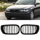 Gloss Black Front Kidney Grilles - BMW 3 Series E46 4 Door LCI 02-05 OMI ALLOY WHEELS