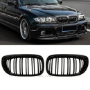 Gloss Black Front Kidney Grilles - BMW 3 Series E46 2 Door LCI 02-05 OMI ALLOY WHEELS