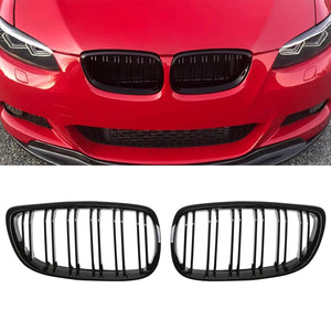 Gloss Black Front Kidney Grilles - BMW 3 Series E92 LCI 10-13