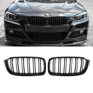 Gloss Black Front Kidney Grilles - BMW 3 Series F30 12-18