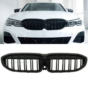 Gloss Black Front Double Kidney Grilles - BMW 3 Series G20 19-22