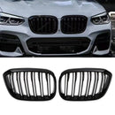 Gloss Black Double Slat Front Grilles - BMW X3 G01 18-21 OMI ALLOY WHEELS
