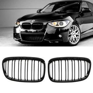 Gloss Black Front Kidney Grilles - BMW 1 Series F20 Pre-LCI 12-14