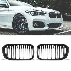 Gloss Black Front Kidney Grilles - BMW 1 Series F20 LCI 15-19