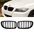 Gloss Black Front Double Kidney Grilles - BMW 3 Series E90 LCI 09-12 OMI ALLOY WHEELS
