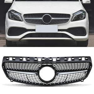 Diamond Style Gloss Black Front Grille - Mercedes Benz A Class W176 13-15