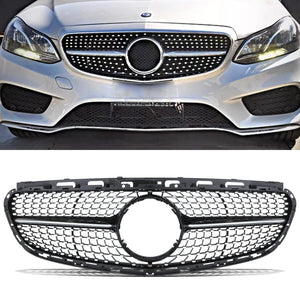 Gloss Black Diamond Style Front Grille - Mercedes E Class W212 14-16