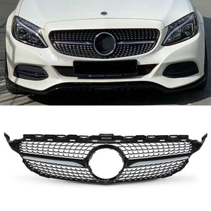 Diamond Style Gloss Black Grille - Mercedes C Class W205 14-18