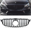 Panamericana GTR Style Gloss Black Grille With Camera Hole - Mercedes C Class W205 14-18 OMI ALLOY WHEELS