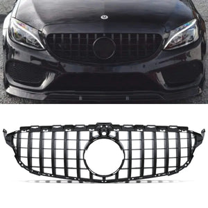 Panamericana GTR Style Gloss Black Grille With Camera Hole - Mercedes C Class S205 14-18