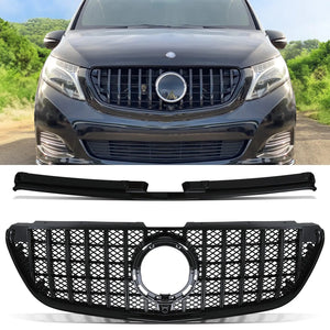 Gloss Black Panamericana GTR Style Front Grille - Mercedes Benz V-Class Vito W447 14-20