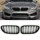 Gloss Black Front Double Kidney Grilles - BMW 6 Series F06 F12 11-18 OMI ALLOY WHEELS