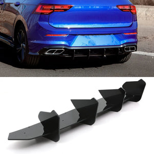 Rear Blade Diffuser Lip Gloss Black - Volkswagen Golf R & R-Line MK8 2020+