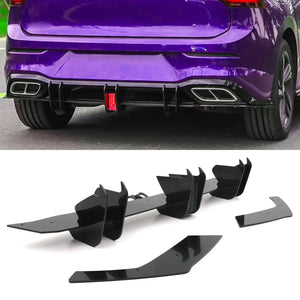 Rear Blade Diffuser with Rain Light Gloss Black - Volkswagen Golf R & R-Line MK8 2020+
