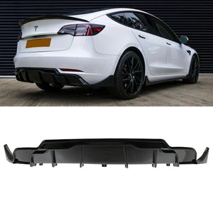 Rear Diffuser Aero Style Gloss Black - Tesla Model 3 2017-2022