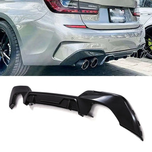 Quad Exhaust Rear Diffuser Gloss Black - BMW 3 Series G20 2019-2021
