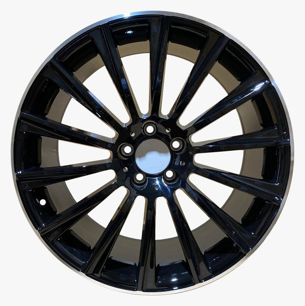 20x8.5" AMG Twist Turbine Style Alloy Wheels Black Polished lip