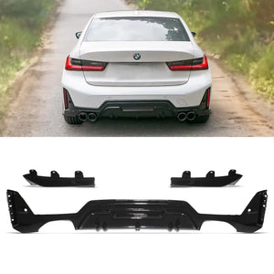 Gloss Black M Style Dual Exit Rear Diffuser - BMW 3 Series G20 LCI 2022+