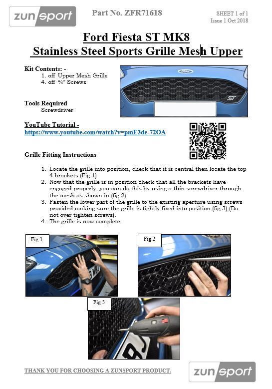 Ford Fiesta ST MK8 - Front Grille Set - Black Finish (2018 - )