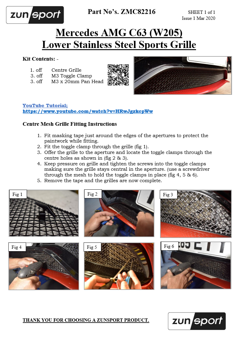 Mercedes AMG C63 (W205) - Front Grille Set - Silver Finish (2016 - 2018)