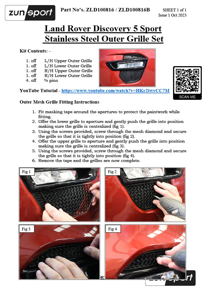 Land Rover Discovery Sport � Outer Grille Set (2016 to )