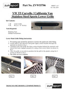 VW T5 - California/Caravelle - Lower Grille - Black finish (2006 to 2009)