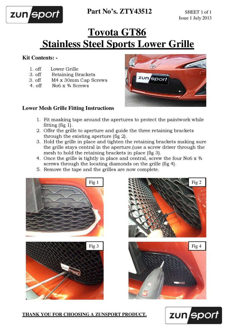 Toyota GT86 - Front Grille - Silver finish (2012 - 2016)