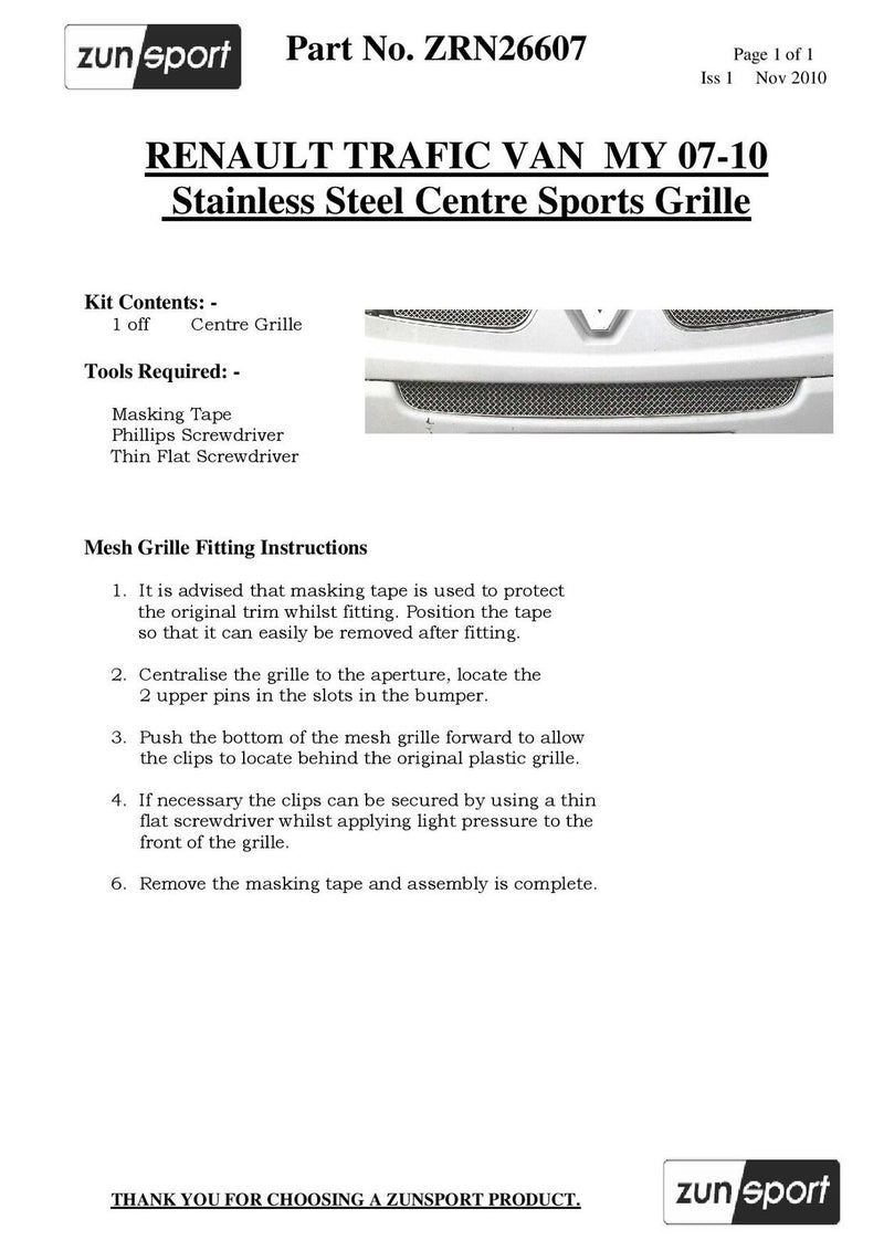 Renault Trafic - Centre Grille - Silver finish (2006 - 2014)