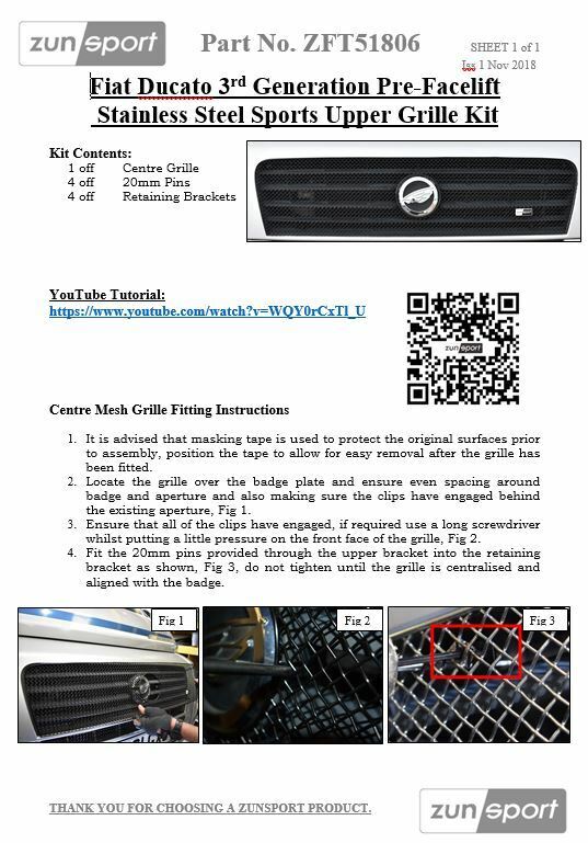 Fiat Ducato 3rd Gen - Upper Grille - Silver Finish (2006-2013)