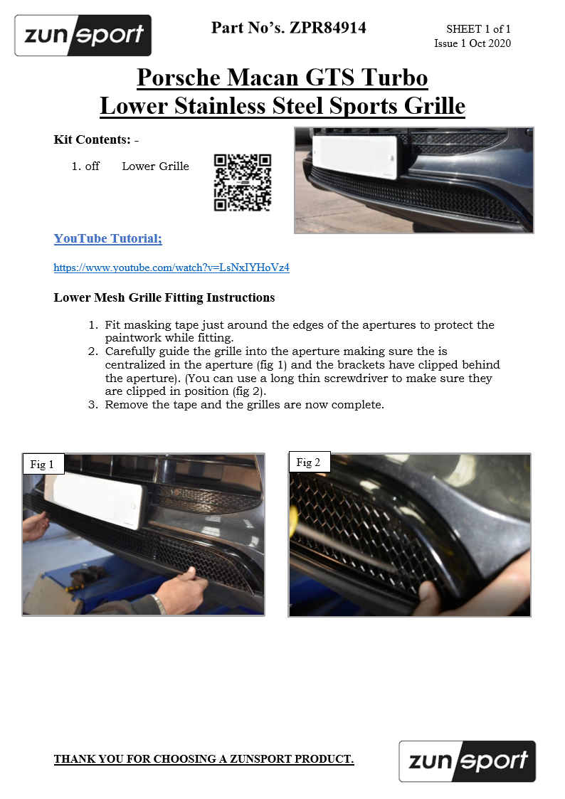 Porsche Macan Turbo - Lower Grille - Silver finish (2014 - 2018)