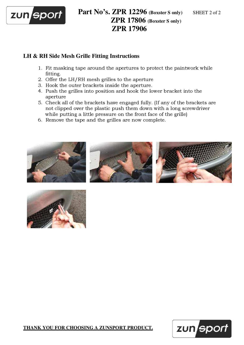 Porsche Boxster S 986 - Front Grille Set - Silver finish (1996 to 2004)