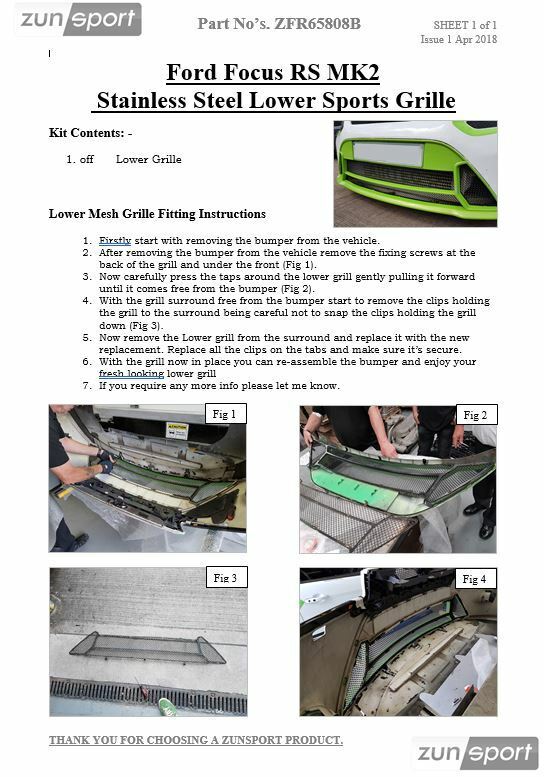 Ford Focus MK2 RS - Front Grille Set (Without Locking Mechanism) - Black Finish (2008 - 2011)