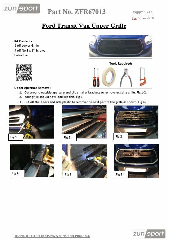 Ford Transit MK8 - Upper Grille - Black Finish (2013 - )