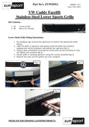 Vw Caddy - Lower Grille - Silver finish (2010-2014)