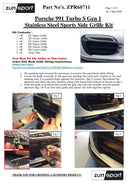 Porsche 991 Turbo S Gen 1 - Outer Grille Set - Black Finish (2013 to 2015) Omi Grille