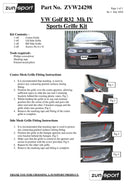 VW Golf MarkIV R32 - Lower Grille Set - Black finish (1998 to 2004) Omi Grille