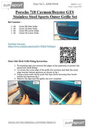 Porsche 718 Boxster / Cayman GTS - Outer Grille Set - Silver Finish (2018 - )