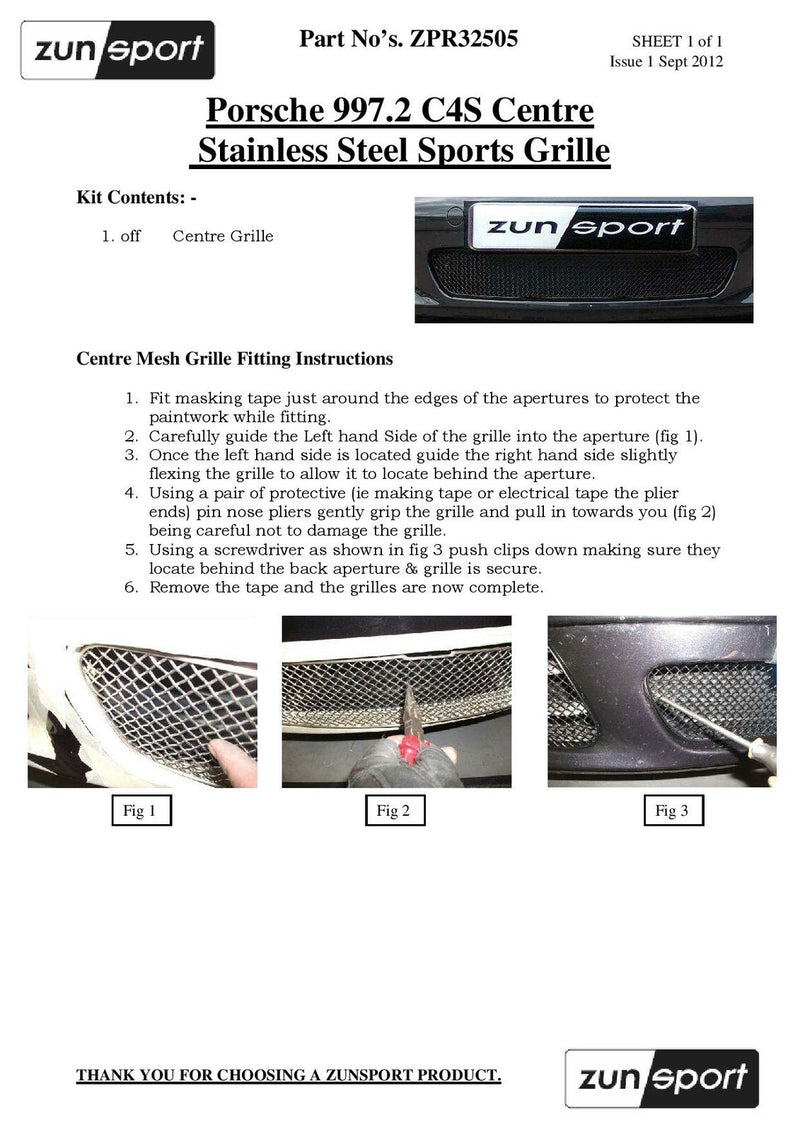 Porsche Carrera 997.2 (C2,C2S,C4,C4S) - Centre Grille - Silver finish (2009 to 2012)