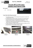 Porsche Carrera 997.2 (C2,C2S,C4,C4S) - Centre Grille - Silver finish (2009 to 2012) Omi Grille