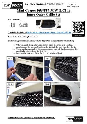 Mini Cooper F56 / F57 JCW (LCI 1) - Inner Outer Grille Set (2015 - 2021)