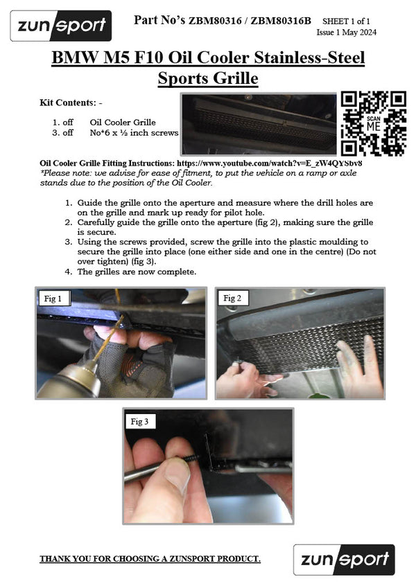 BMW M5 F10 - Oil Cooler Grille (2011 - 2016)
