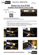 Honda Civic Type R FK8 - Lower Grille - Black Finish (2017 - )