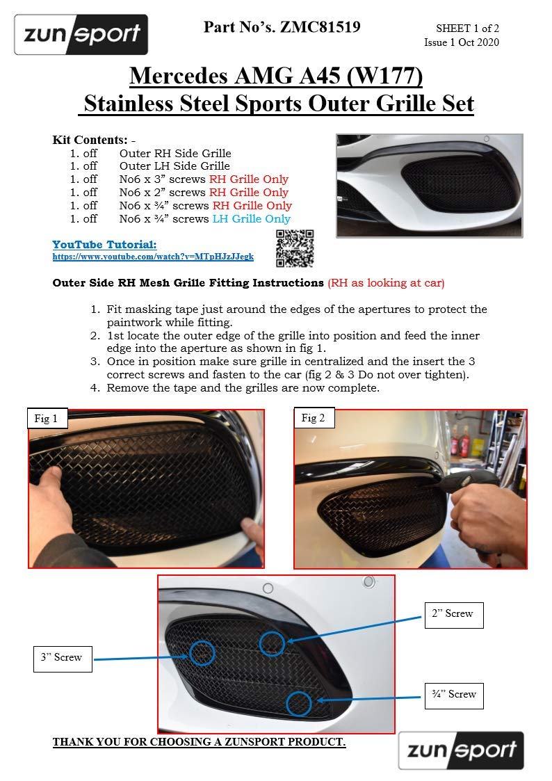 Mercedes AMG A45 (W177) - Front Grille Set - Silver Finish (2019 - )