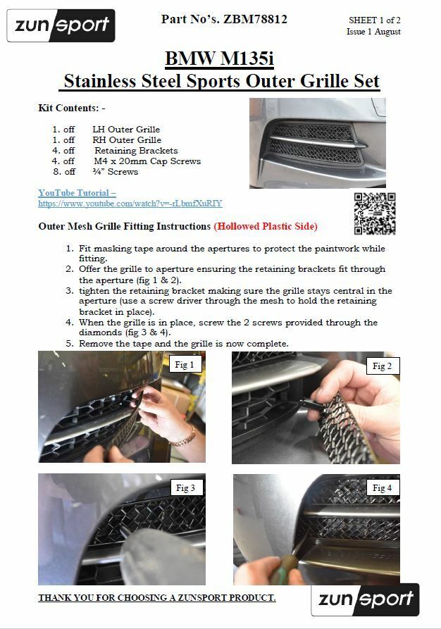 BMW M135i - Outer Grille Set - Black Finish (2012-2015)