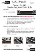 Porsche Carrera 997.2 GTS Centre Grille Set - Silver finish (2009 to 2012)
