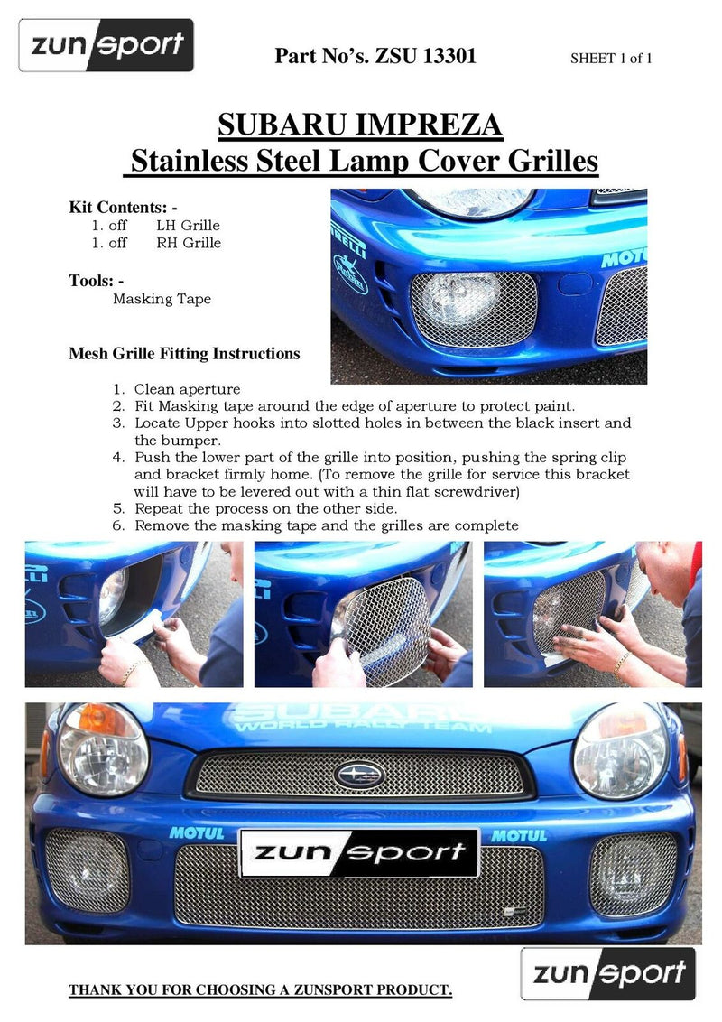 Subaru Impreza Bug Eye - Driving Lamp Protectors - Black finish (2001 to 2002)